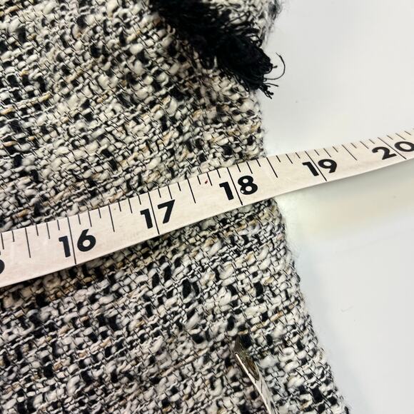 LOFT‎ Fringe Tweed Pocket Tee and Pencil Skirt XXSP Black White Cropped Shirt - Picture 9 of 13